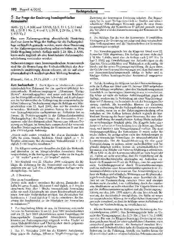 Vorschauseite 1: Zur Frage der Dosierung homöopathischer Arzneimittel