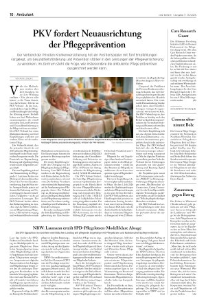 Vorschauseite 1: PKV fordert Neuausrichtung der Pflegeprävention