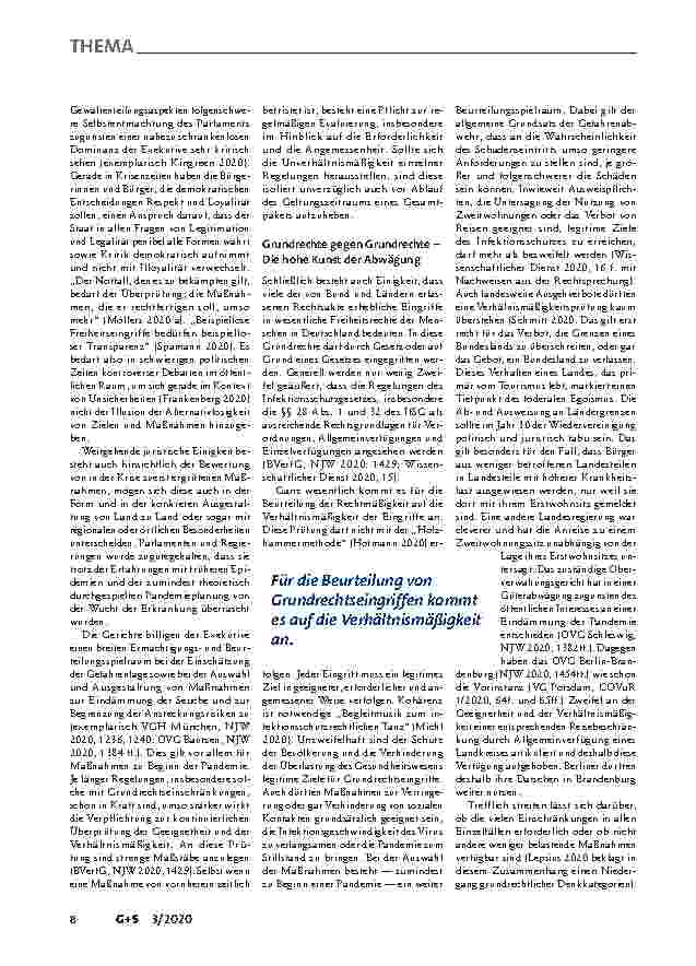 Vorschauseite 3: Die Corona-Pandemie und das Grundgesetz – Anmerkungen nicht nur zu Rechtsfragen