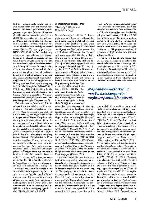 Vorschauseite 4: Die Corona-Pandemie und das Grundgesetz – Anmerkungen nicht nur zu Rechtsfragen
