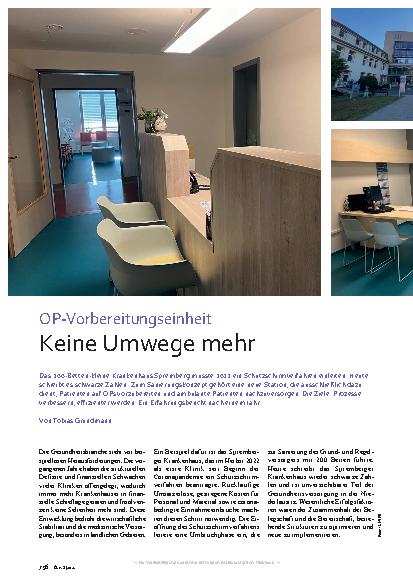 Vorschauseite 1: OP-Vorbereitungseinheit Keine Umwege mehr
