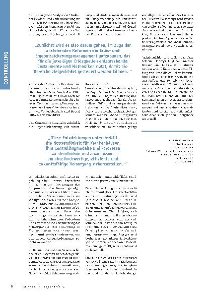 Vorschauseite 3: Out of control: Das Controlling in Krankenhäusern steht vor großen Herausforderungen.