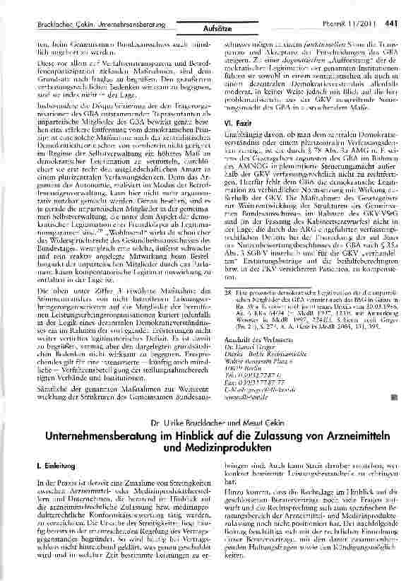 Vorschauseite 5: Verfassungsrechtliche Destabilisierung des GBA durch das AMNOG