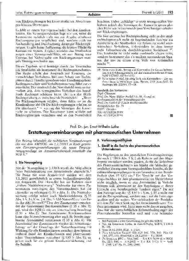 Vorschauseite 1: Erstattungsvereinbarungen mit pharmazeutischen Unternehmen