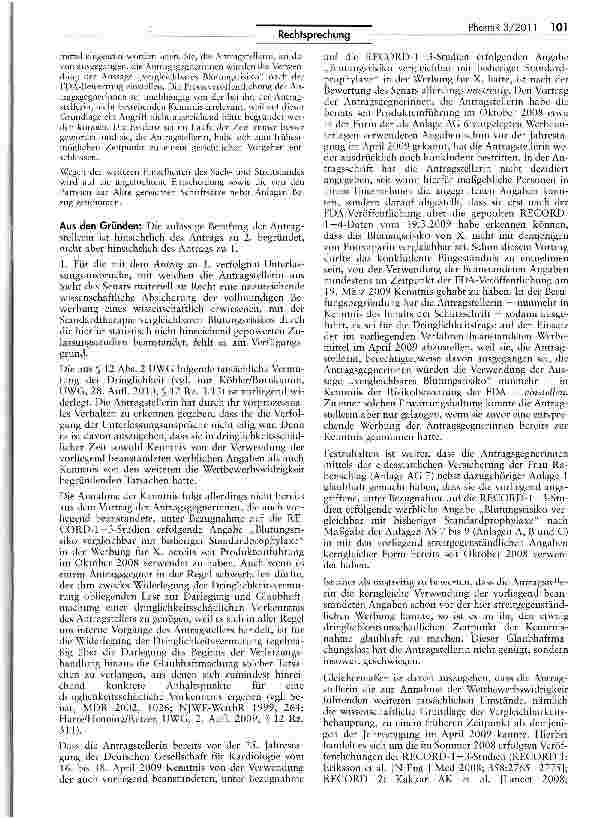 Vorschauseite 3: Zur Beanstandung einer werblichen Angabe für ein ArzneimittelUWG §§ 3, 12 II, 4 Nr. 11, 5; HWG § 3