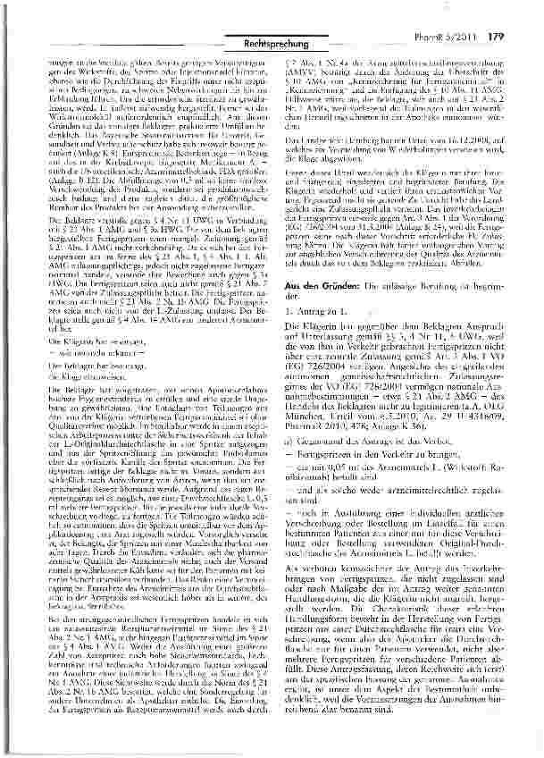 Vorschauseite 2: Abfüllen von Fertigspritzen als „Herstellung eines Arzneimittels