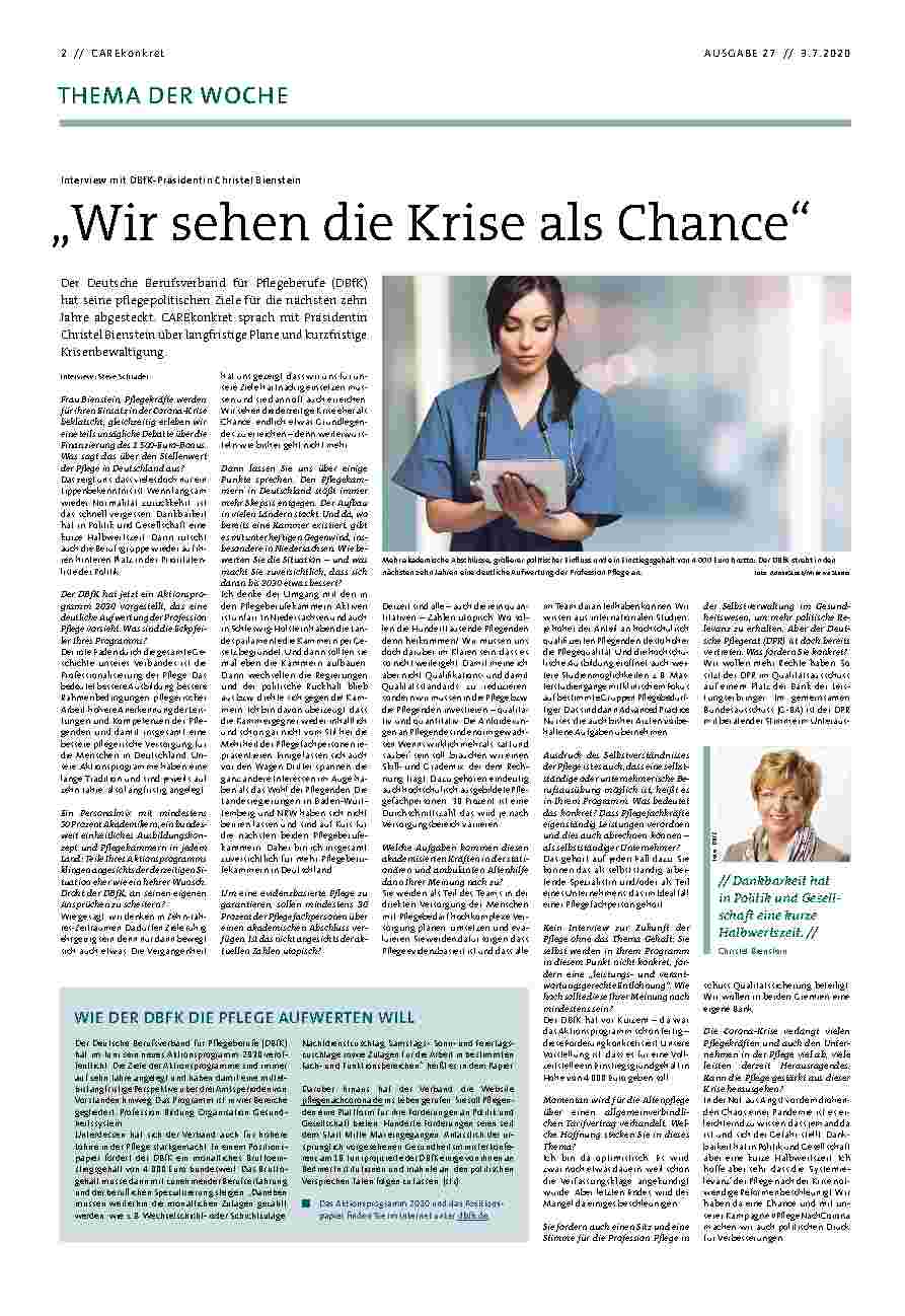 Vorschauseite 1: „Wir sehen die Krise als Chance.“