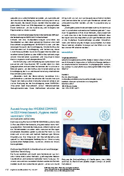 Vorschauseite 2: Lernen aus der COVID-Pandemie: Über die Wirksamkeit von nicht-pharmazeutischen Interventionen zur Bekämpfung von Krankheitserregern