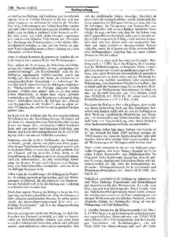 Vorschauseite 2: Unlautere Publikumswerbung einer privaten Nabelschnurblutbank HWG § 10 HWG i.V. mit AMG § 2; UWG §$ 3 I, 5 I Nr. 1