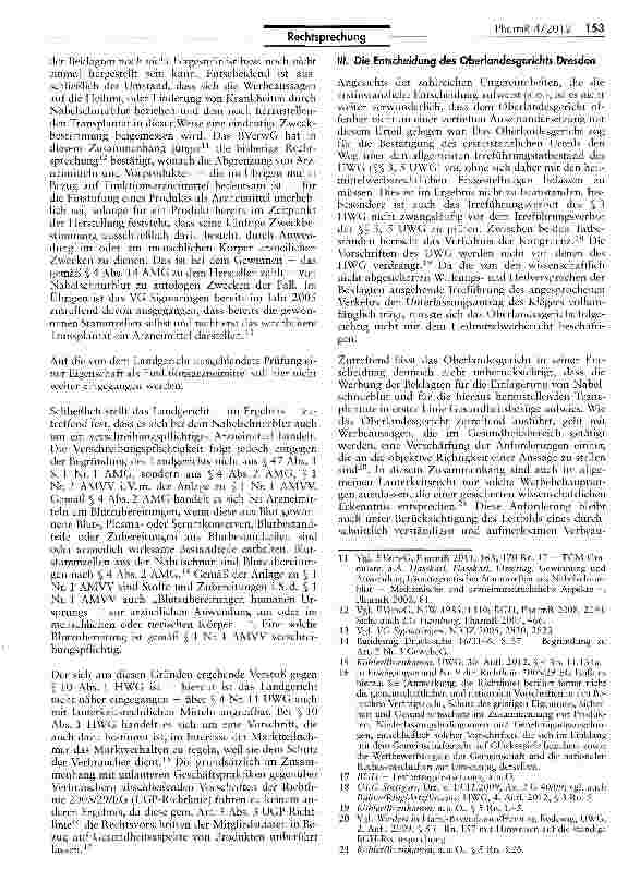 Vorschauseite 5: Unlautere Publikumswerbung einer privaten Nabelschnurblutbank HWG § 10 HWG i.V. mit AMG § 2; UWG §$ 3 I, 5 I Nr. 1