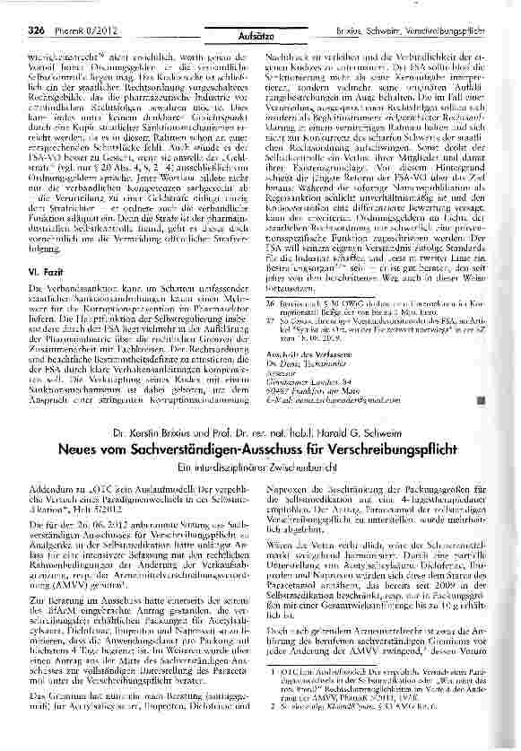 Vorschauseite 1: Neues vom Sachverständigen-Ausschuss für Verschreibungspflicht