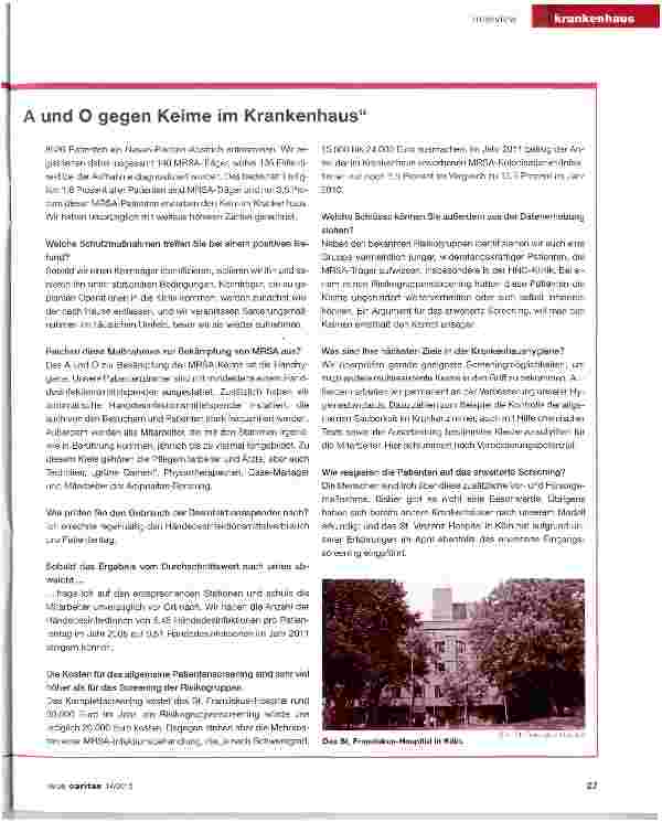 Vorschauseite 1: A und O gegen Keime im Krankenhaus