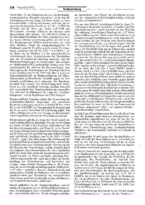Vorschauseite 4: Rabattgewährung bei der Rezepteinlösung von verschreibungspflichtigen Medikamenten stellt Verstoß gegen die Vorschriften der Arzneimittelpreisbindung dar