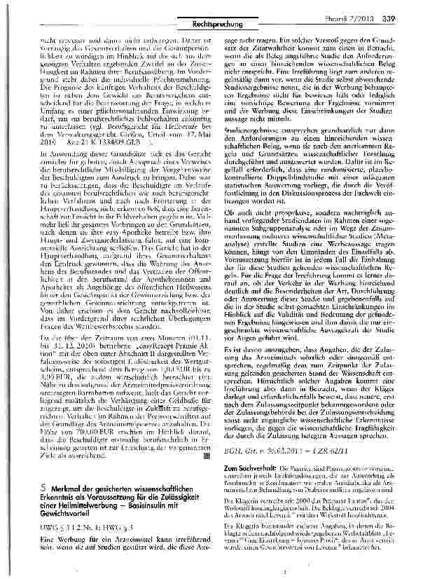 Vorschauseite 5: Rabattgewährung bei der Rezepteinlösung von verschreibungspflichtigen Medikamenten stellt Verstoß gegen die Vorschriften der Arzneimittelpreisbindung dar