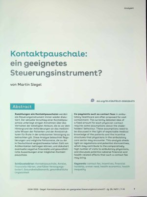 Vorschauseite 1: Kontaktpauschale: ein geeignetes Steuerungsinstrument?