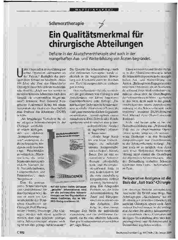 Vorschauseite 1: Ein Qualitätsmerkmal für chirurgische Abteilungen