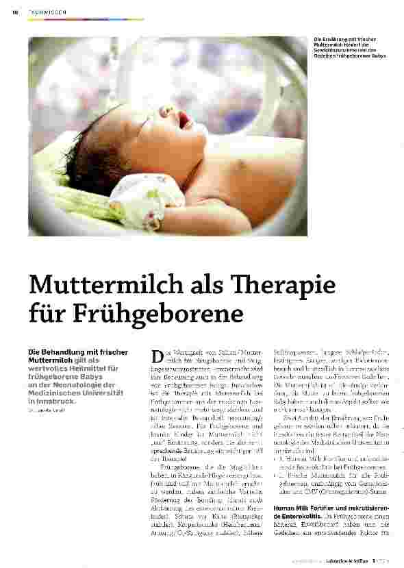 Vorschauseite 1: Muttermilch als Therapie für Frühgeborene