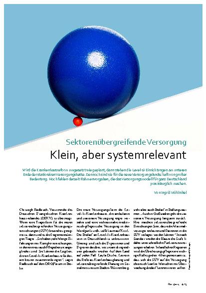 Vorschauseite 1: Sektorenübergreifende Versorgung Klein, aber systemrelevant