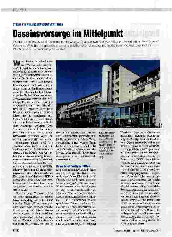 Vorschauseite 1: Daseinsvorsorge im Mittelpunkt