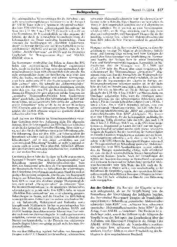 Vorschauseite 2: Aufnahme des Arzneimittels Buscopan® als Standardtherapie zur Behandlung von Reizdarmsyndrom SGB V §§ 34 VI, 91 IV, 92 I 2 Nr. 6