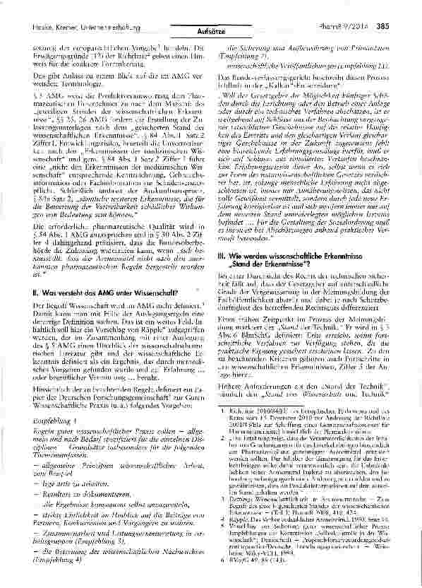 Vorschauseite 2: Der Stand der wissenschaftlichen Erkenntnisse, die Erkenntnisse der medizinischen Wissenschaft und die Haftung des Pharmazeutischen Unternehmers