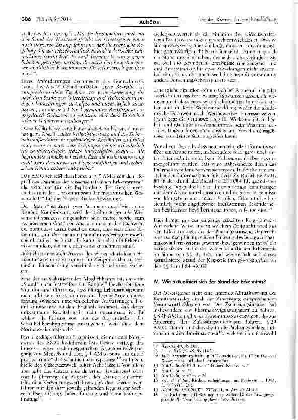 Vorschauseite 3: Der Stand der wissenschaftlichen Erkenntnisse, die Erkenntnisse der medizinischen Wissenschaft und die Haftung des Pharmazeutischen Unternehmers