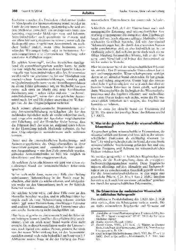 Vorschauseite 5: Der Stand der wissenschaftlichen Erkenntnisse, die Erkenntnisse der medizinischen Wissenschaft und die Haftung des Pharmazeutischen Unternehmers
