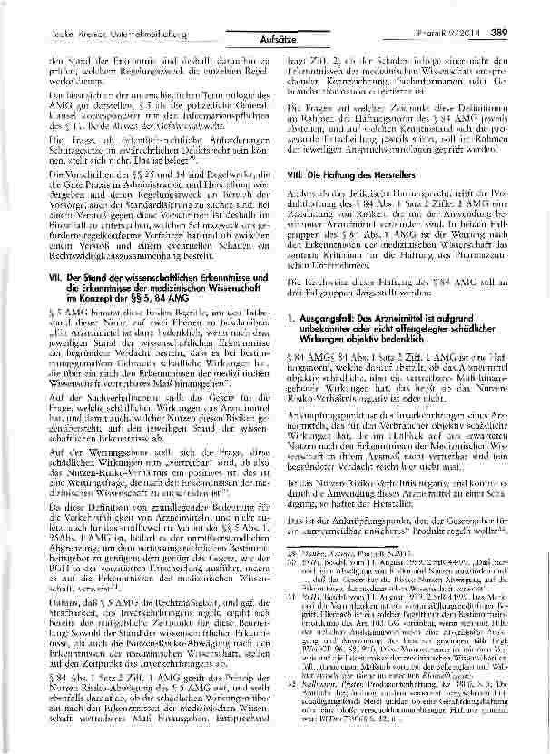 Vorschauseite 6: Der Stand der wissenschaftlichen Erkenntnisse, die Erkenntnisse der medizinischen Wissenschaft und die Haftung des Pharmazeutischen Unternehmers