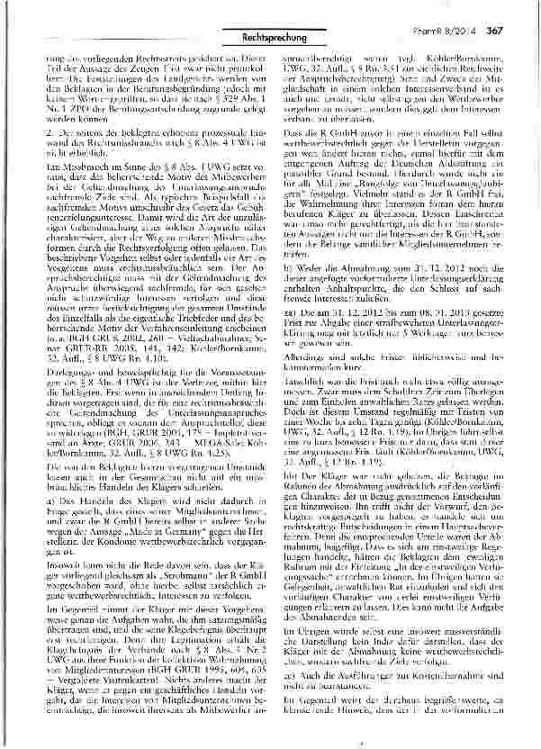 Vorschauseite 5: Bewerbung von Kondomen als „deutsche Markenware bei Fertigung im Ausland unzulässigUWG $$2INt 1, 5 12 Nr. 1.