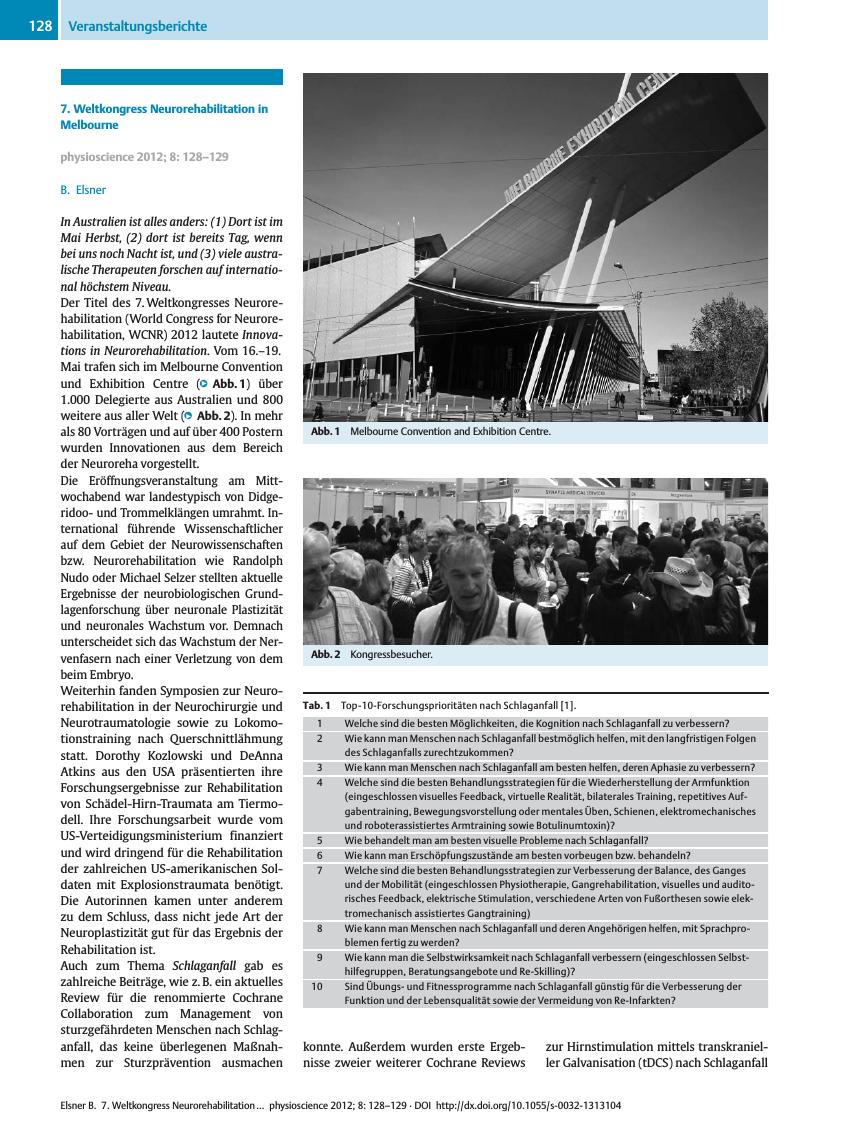 Vorschauseite 1: 7. Weltkongress Neurorehabilitation in Melbourne