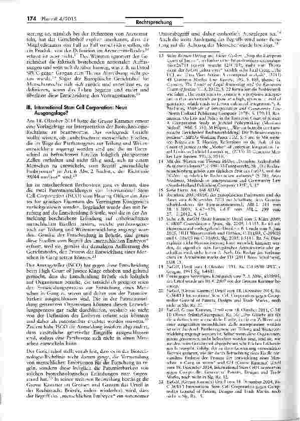 Vorschauseite 6: Rechtlicher Schurz biotechnologischer Erfindungen - Ausschluss der Verwendung von menschlichen Embryonen zu industriellen oder kommerziellen Zwecken