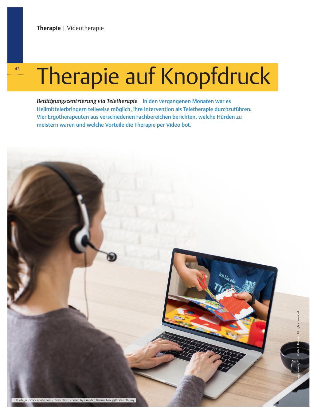 Vorschauseite 1: Therapie auf Knopfdruck? Betätigungssteuerung via Teletherapie