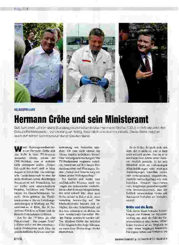Vorschauseite 1: Hermann Gröhe und sein Ministeramt