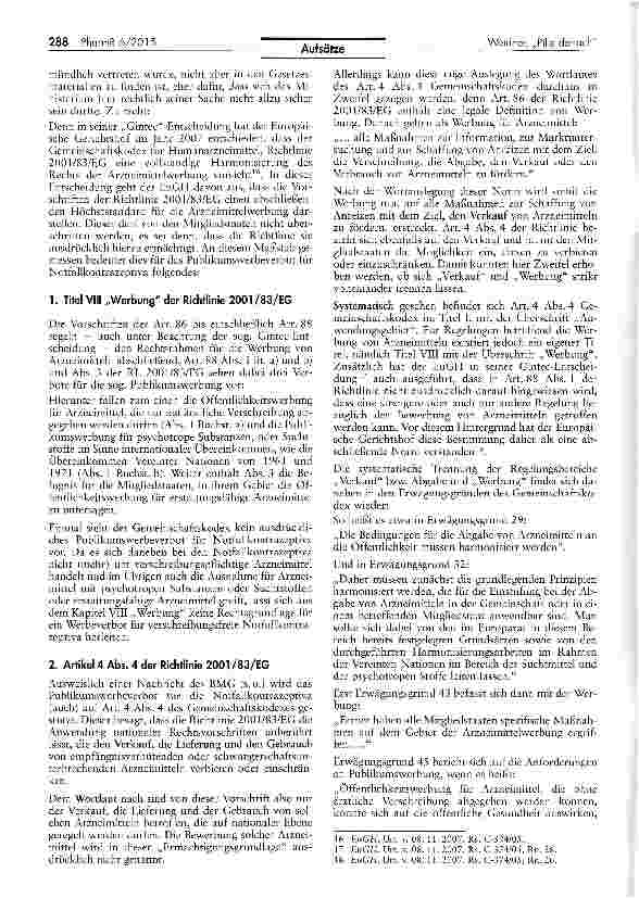 Vorschauseite 3: Publikumswerbeverbot für die „Pille danach - europarechtskonform?