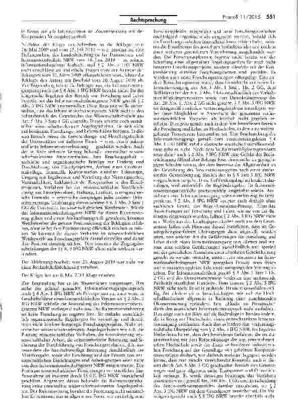 Vorschauseite 3: Forschungsvereinbarung zwischen staatlicher Hochschule und privatem Arzneimittelkonzern1FG NRW § 2 III; GG Art. 5 III 1; HG NRW § 71a