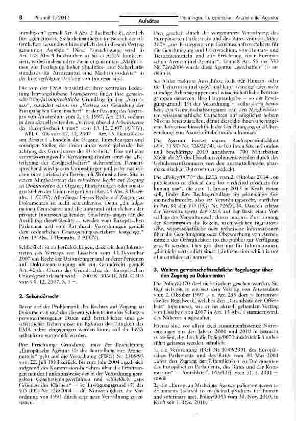 Vorschauseite 2: Zur Veröffentlichungspolitik der Europäischen Arzneimittel-Agentur