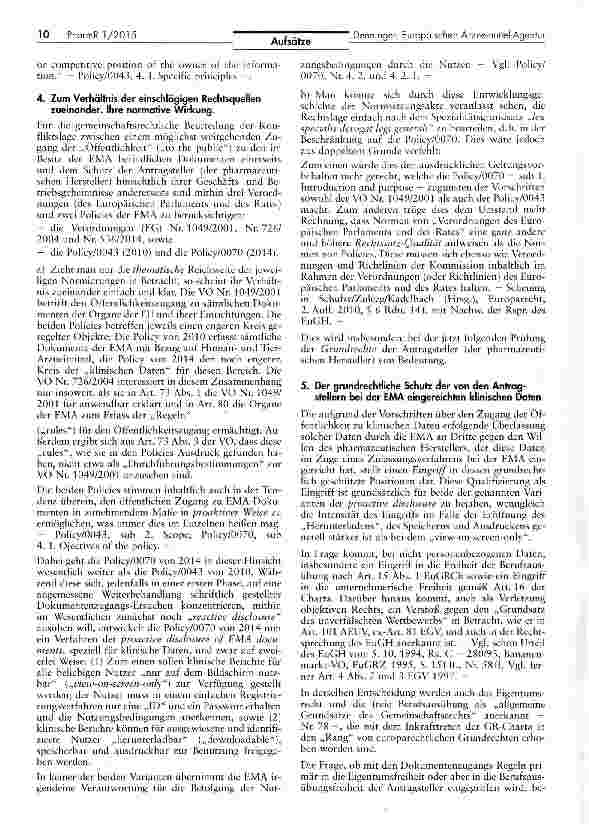 Vorschauseite 4: Zur Veröffentlichungspolitik der Europäischen Arzneimittel-Agentur