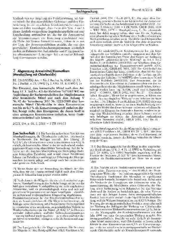 Vorschauseite 1: Abgrenzung Arzneimittel/Kosmetikum (Mundspülung mit Chlorhexidin)