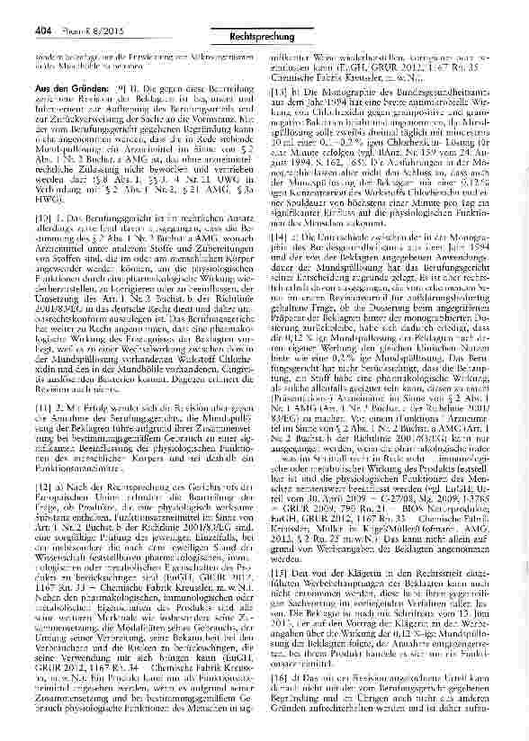Vorschauseite 2: Abgrenzung Arzneimittel/Kosmetikum (Mundspülung mit Chlorhexidin)