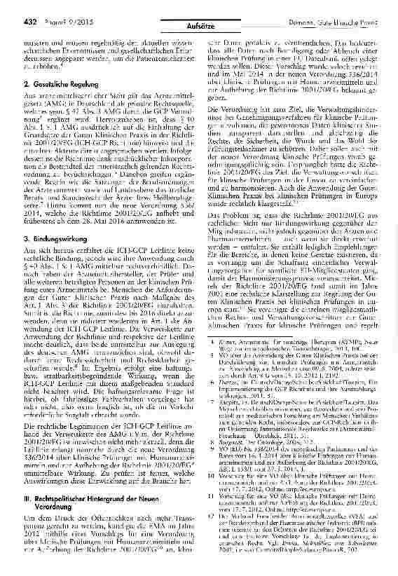 Vorschauseite 2: Innovationen bei der Guten Klinischen Praxis. Die rechtliche Bedeutung der ICH-GCP Leitlinie nach der neuen Verordnung 536/2014 über klinischePrüfungen mit Humanarzneimitteln