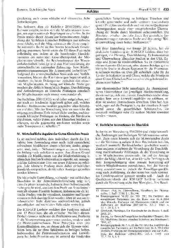 Vorschauseite 3: Innovationen bei der Guten Klinischen Praxis. Die rechtliche Bedeutung der ICH-GCP Leitlinie nach der neuen Verordnung 536/2014 über klinischePrüfungen mit Humanarzneimitteln