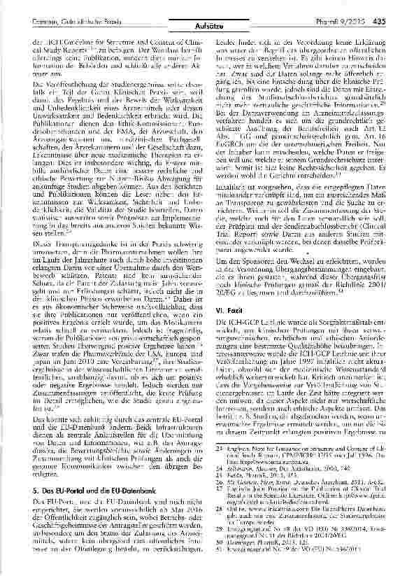 Vorschauseite 5: Innovationen bei der Guten Klinischen Praxis. Die rechtliche Bedeutung der ICH-GCP Leitlinie nach der neuen Verordnung 536/2014 über klinischePrüfungen mit Humanarzneimitteln