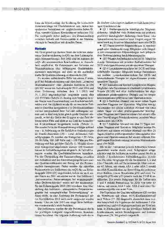 Vorschauseite 2: Fallzahl und Prozessqualität in der Mammachirurgie in Deutschland