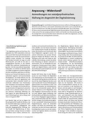 Vorschauseite 1: Anpassung – Widerstand? Anmerkungen zur sozialpsychiatrischen Haltung im Angesicht der Digitalisierung