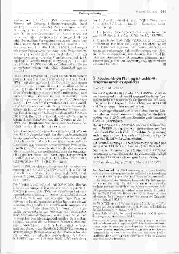 Vorschauseite 1: Abgabepreis des Pharmagroßhandels von Fertigarzneimitteln an Apotheken