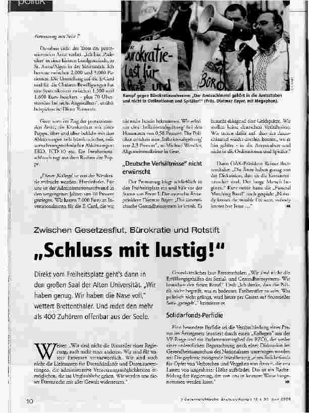 Vorschauseite 2: Für ein gesundes Gesundheitssystem - entschlossene Proteste - Der lange Marsch beginnt