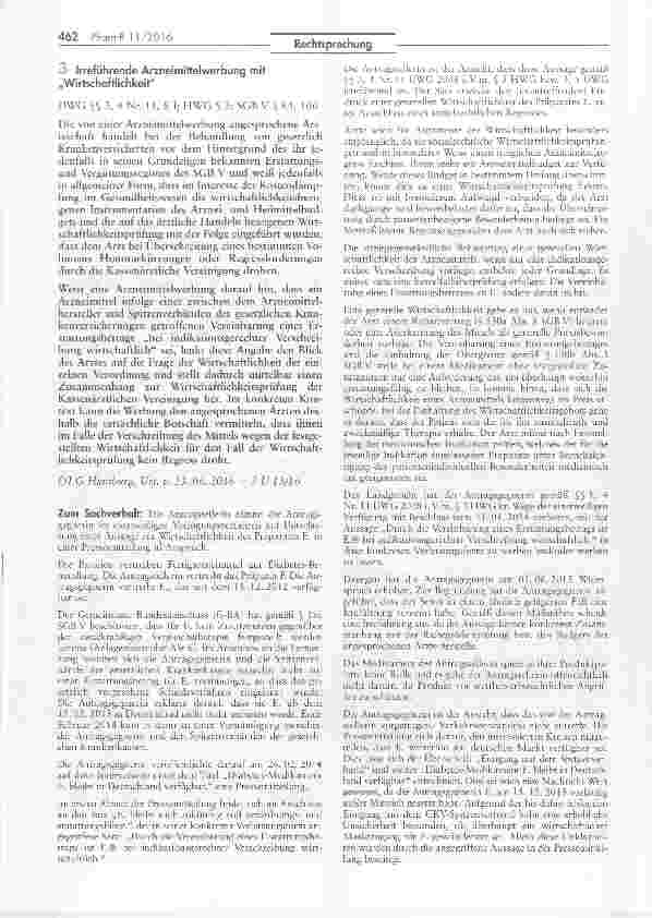 Vorschauseite 1: Irreführende Arzneimittelwerbung mit „Wirtschaftlichkeit