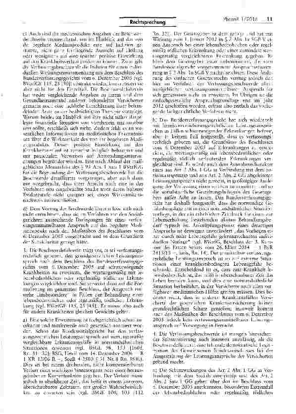 Vorschauseite 3: Unzulässige Verfassungsbeschwerde gegen Versagung von Therapiekosten SGBV§31 12 und 3