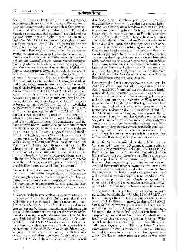 Vorschauseite 4: Unzulässige Verfassungsbeschwerde gegen Versagung von Therapiekosten SGBV§31 12 und 3