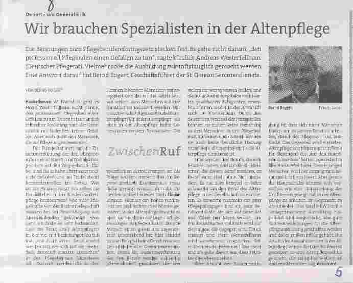 Vorschauseite 1: Wir brauchen Spezialisten in der Altenpflege